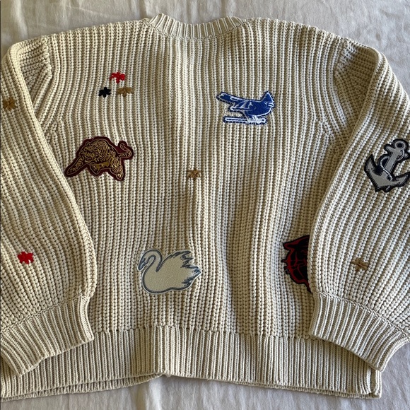The Great. Collegiate Cardigan Sweater in Natural. Size 1. - Picture 7 of 9